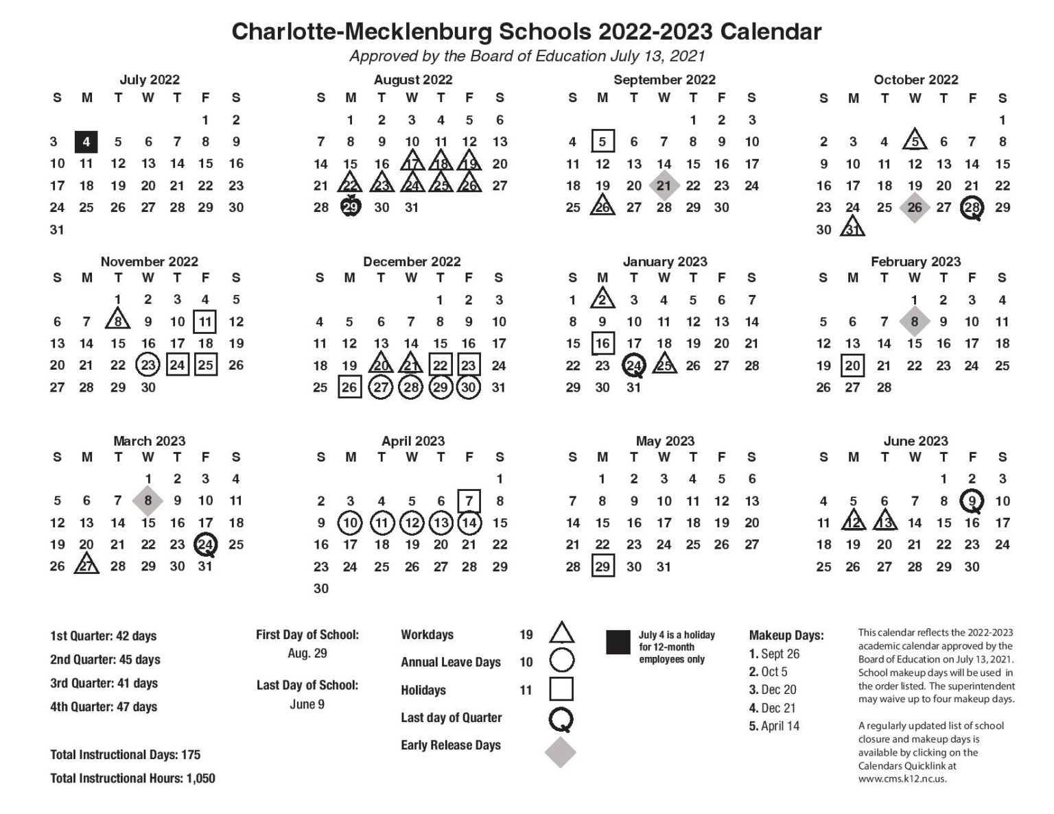 CMS Schools Calendar 20222023 CharlotteMecklenburg Schools School