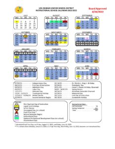 Los Angeles Unified School District Calendar Holidays 2022-2023