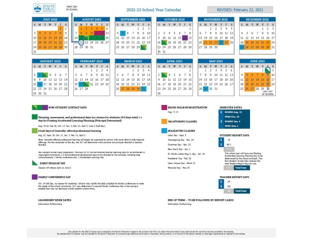 Denver Public Schools Calendar Holidays 20222023 PDF School Calendar