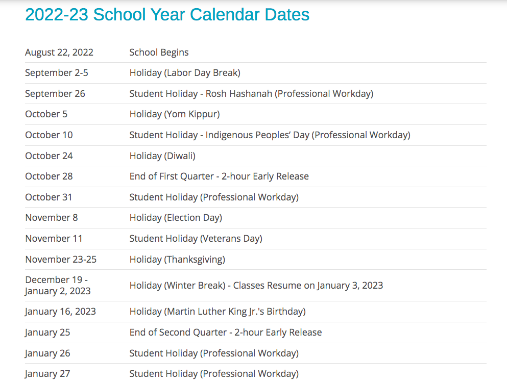 Fairfax County Public Schools Calendar Holidays 2022-2023
