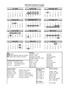 Houston Independent School District Calendar 2022-2023 PDF