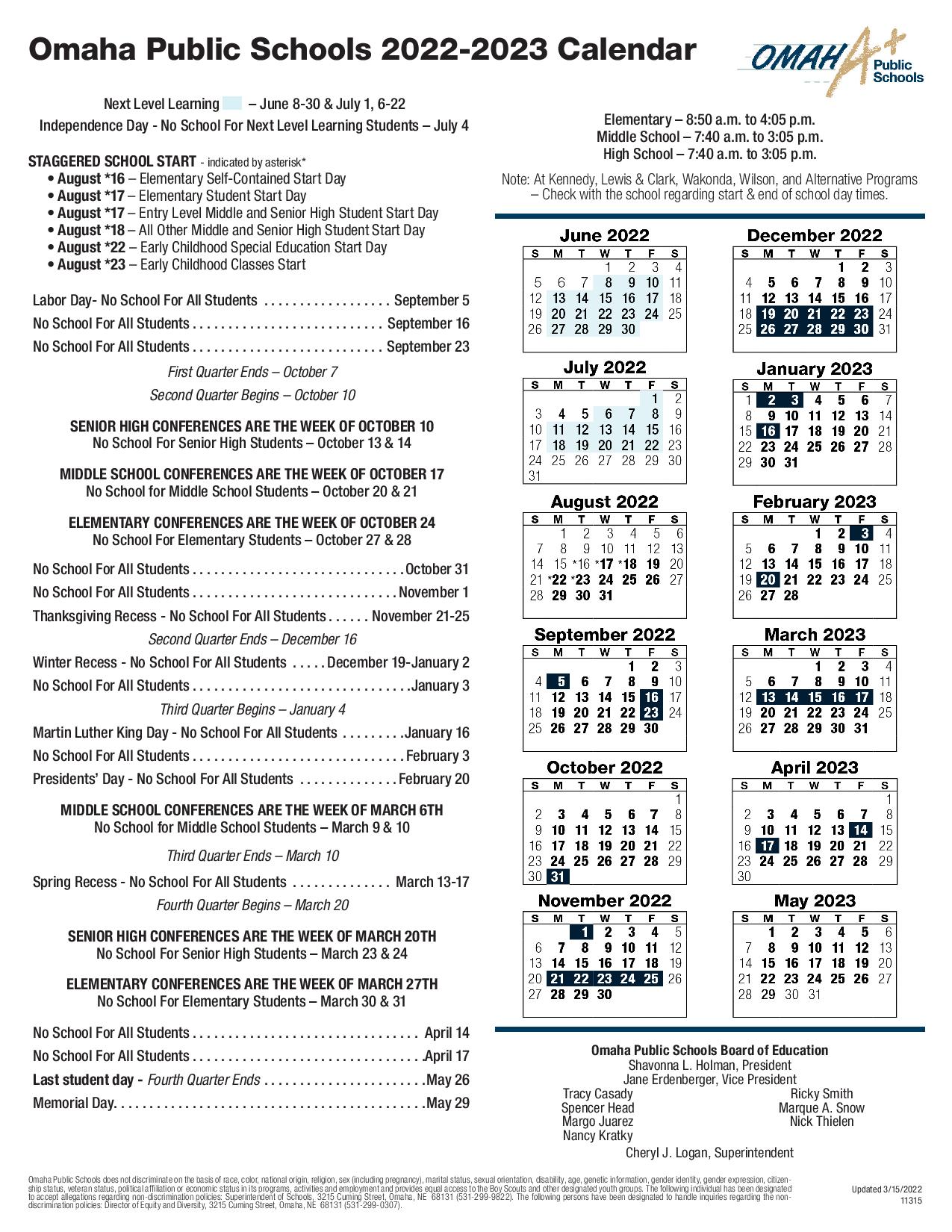 2022/2023 Ops Calendar 2023 Calendar