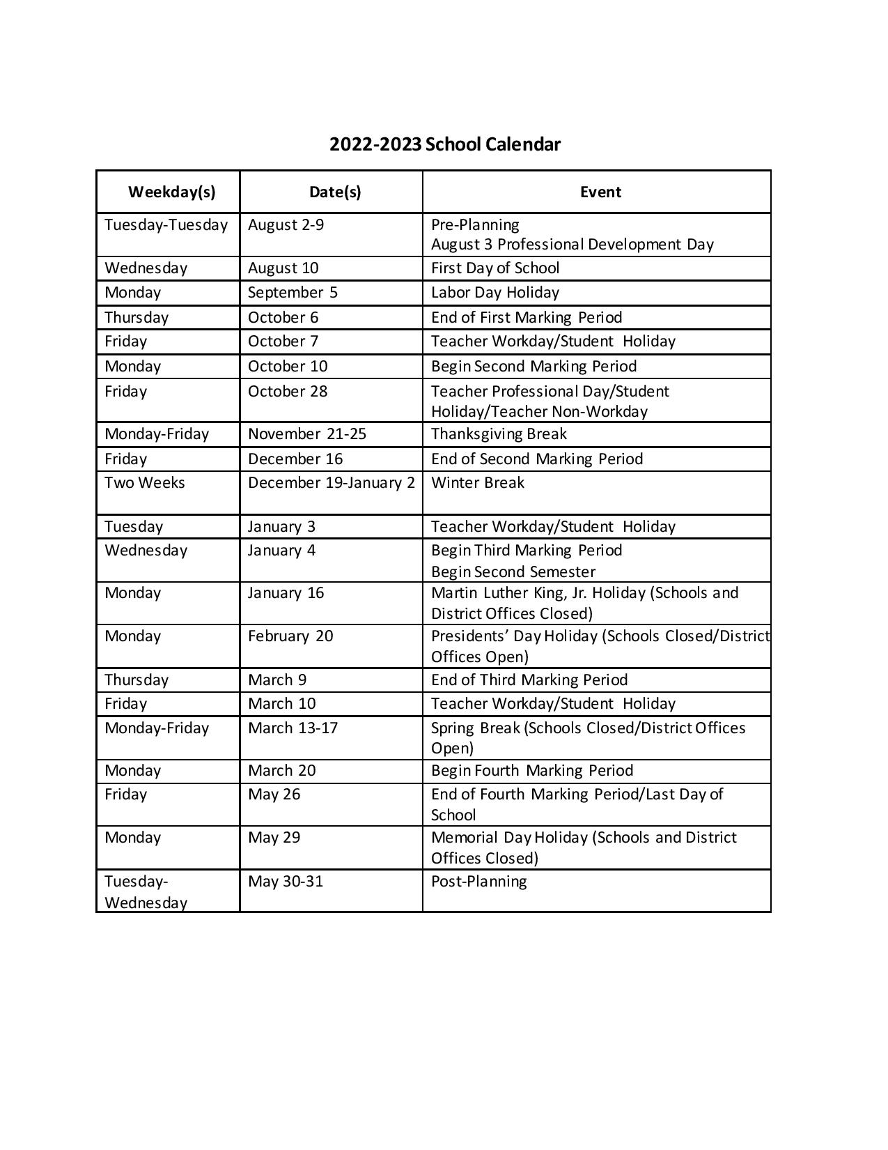 Orange County Public Schools Calendar 