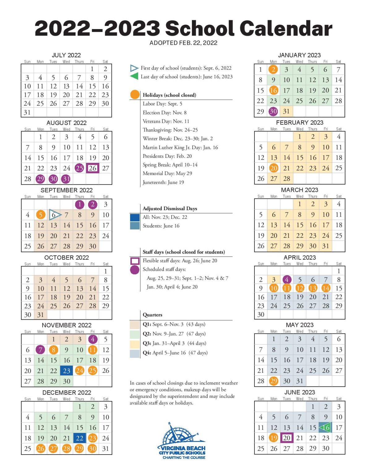 Virginia Beach City Public Schools Calendar 2022-2023 PDF