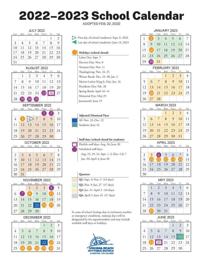 Virginia Beach City Public Schools Calendar 2022-2023 PDF