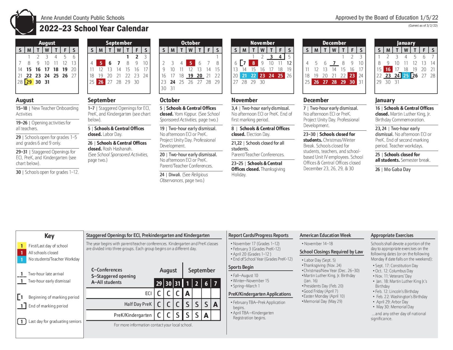Anne Arundel County Public Schools Calendar 20222023 PDF