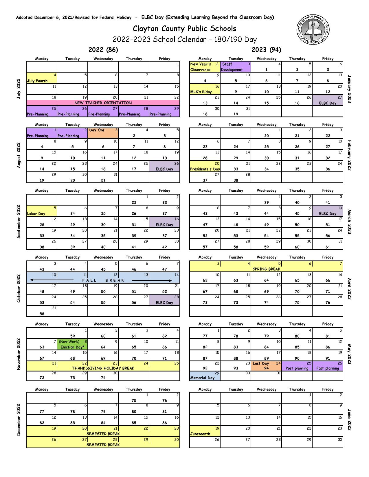 Clayton County Public Schools Calendar Holidays 2022 2023