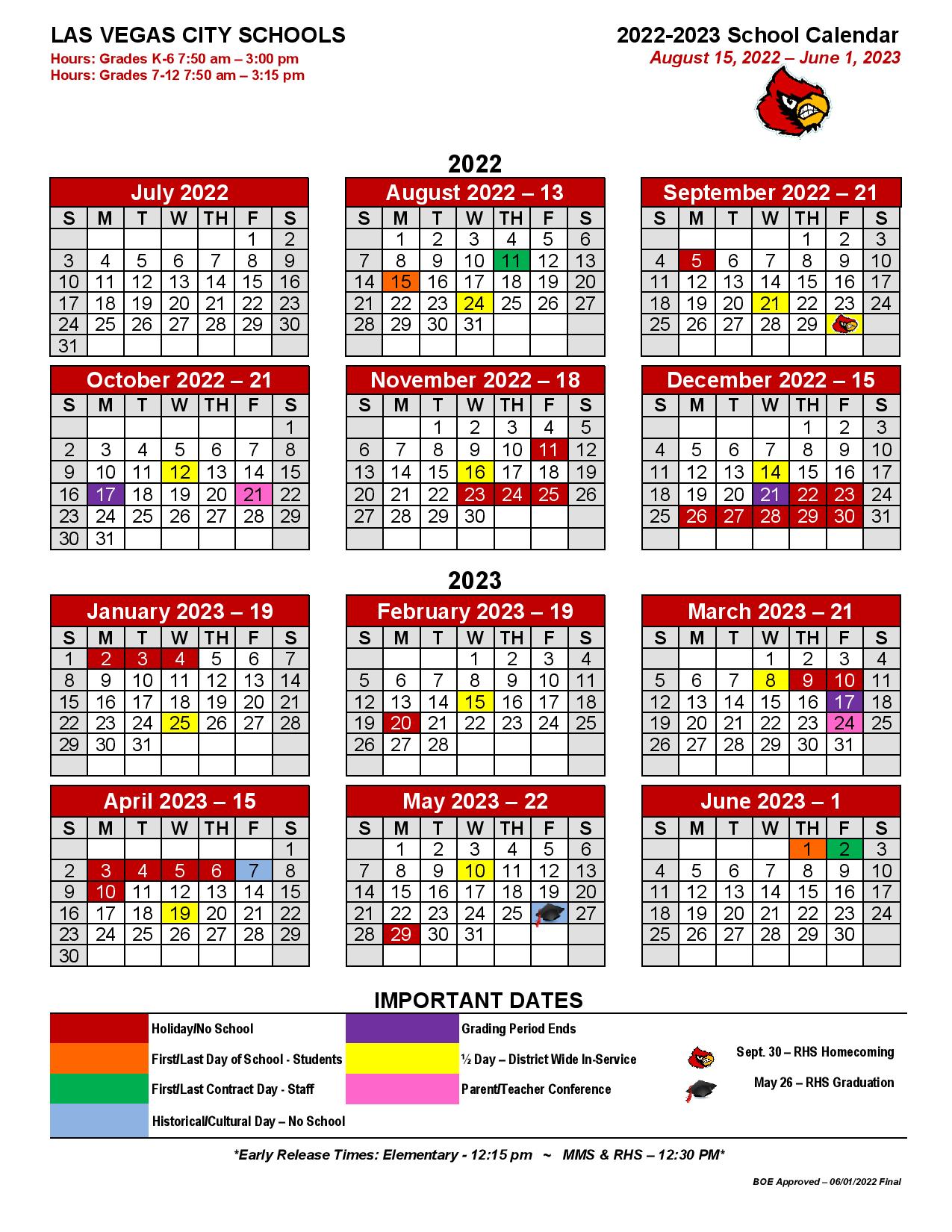 Las Vegas City Public Schools Calendar Holidays 2023 School Calendar Info