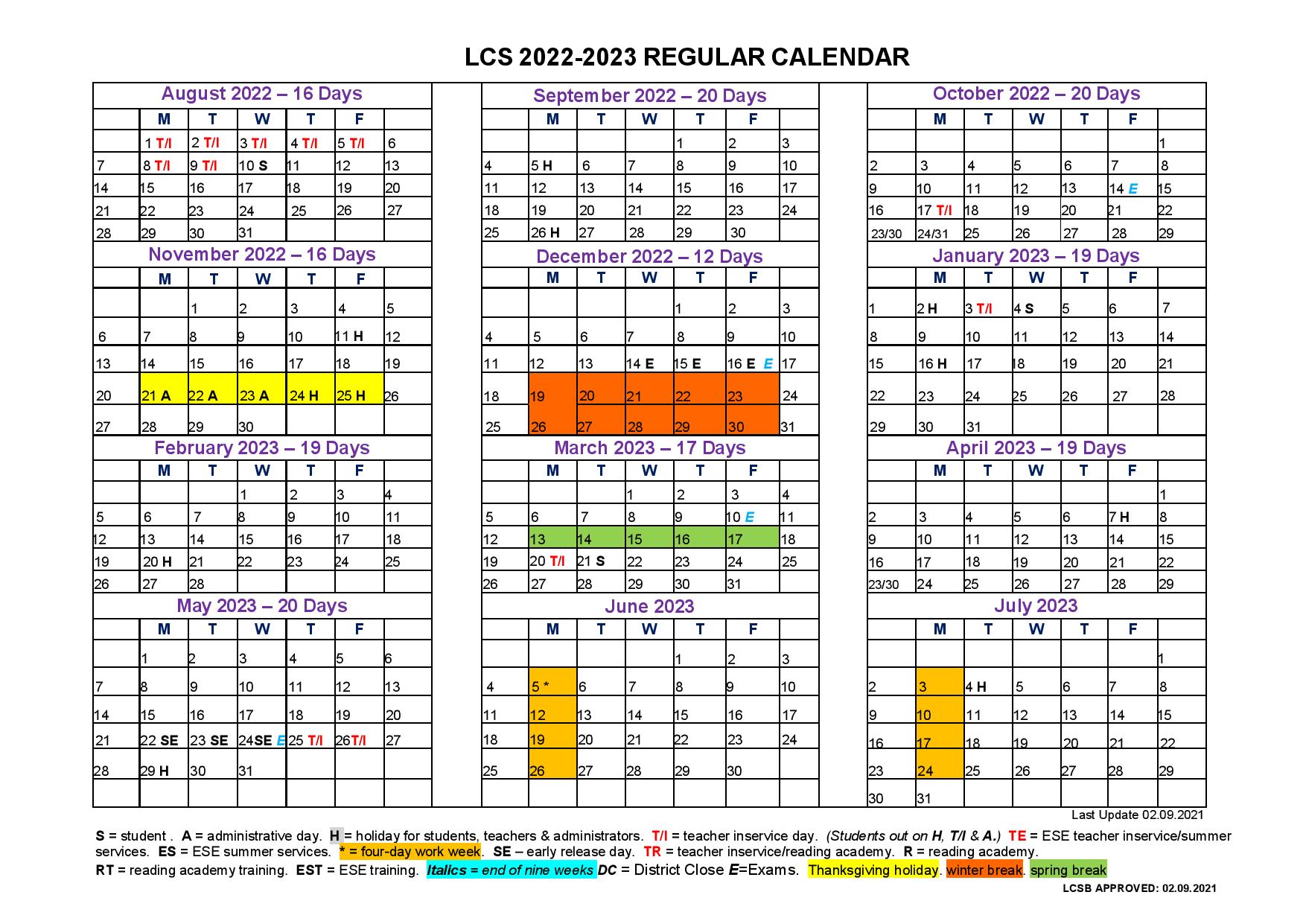 Leon County Schools Calendar Holidays 2022-2023 PDF
