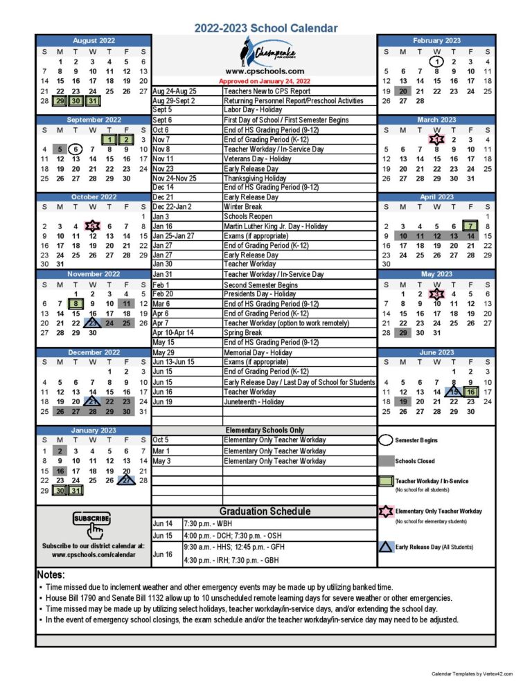 Chesapeake Public Schools Calendar 2022 23