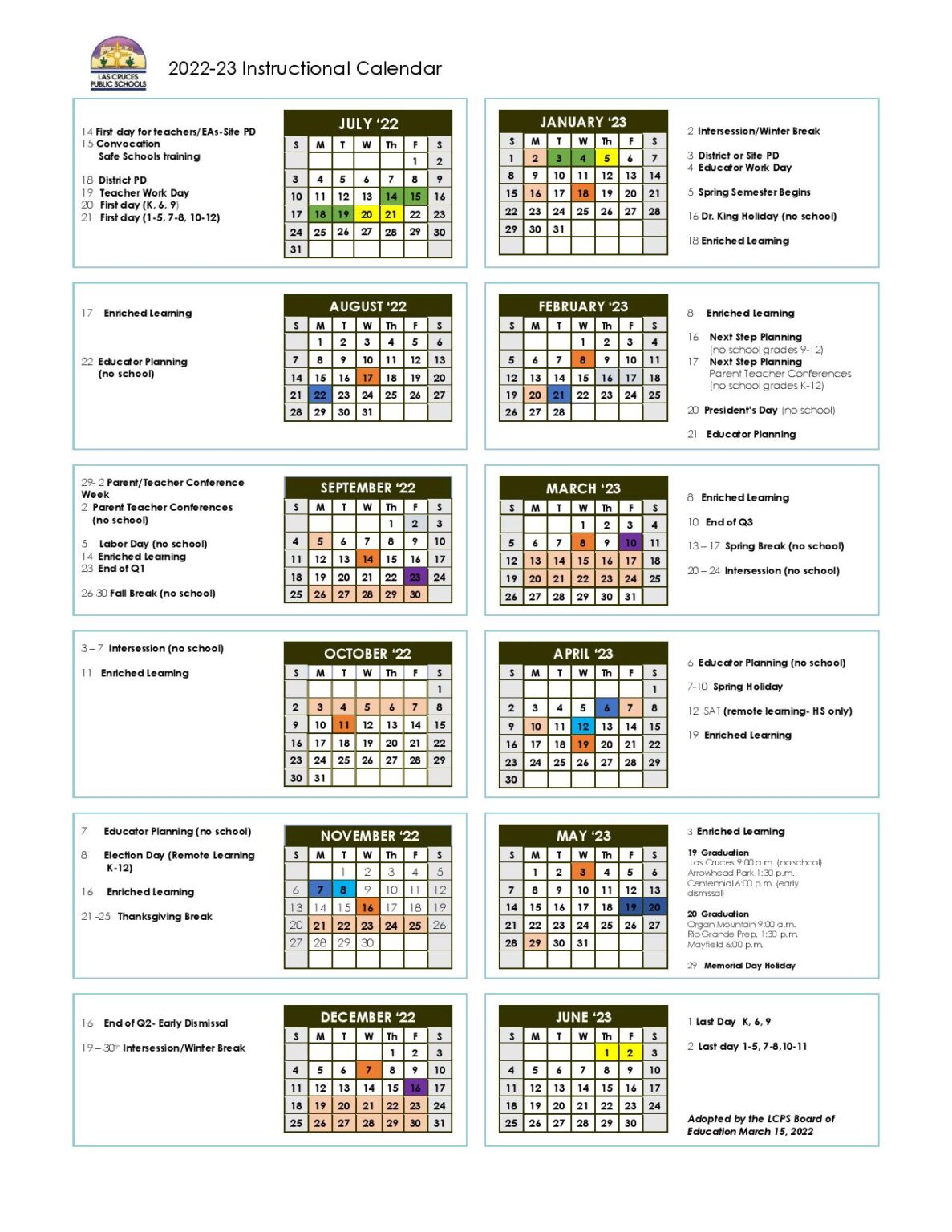 Las Cruces Public Schools Calendar 1187x1536 