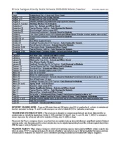 Prince George s County Public Schools Calendar 2025 2026 Prince George s County Public Schools Calendar 2025 2026