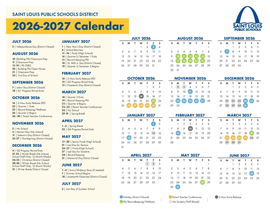 Saint Louis Public Schools Calendar 2026-2027