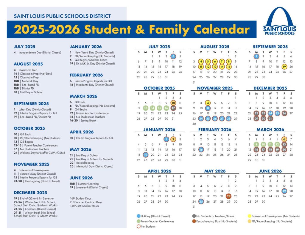Saint Louis Public Schools Calendar 2025-2026