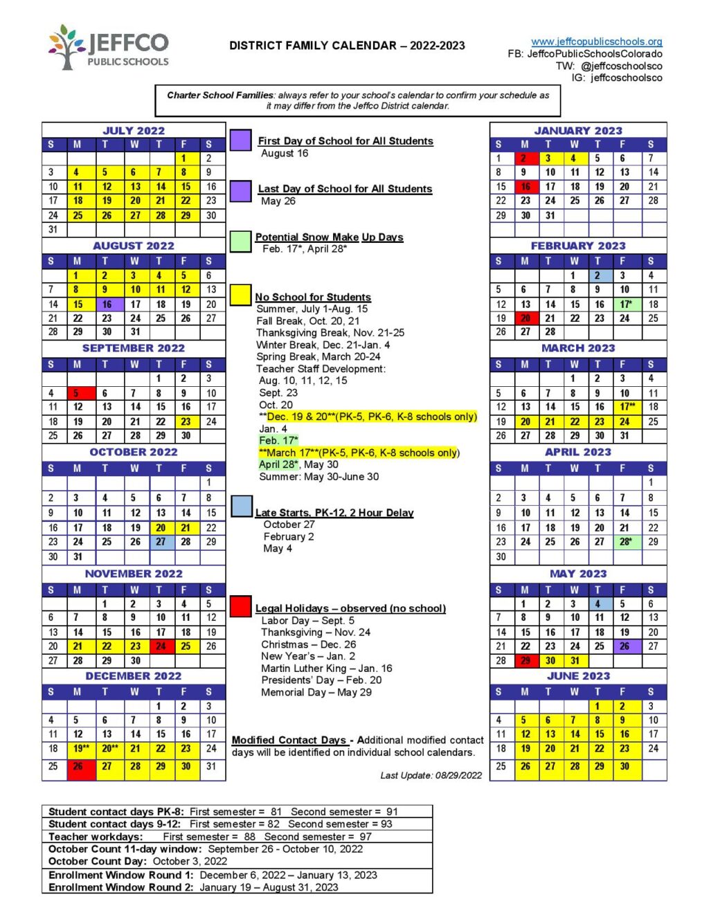 Jeffco Public Schools Calendar 20222023 & Holidays