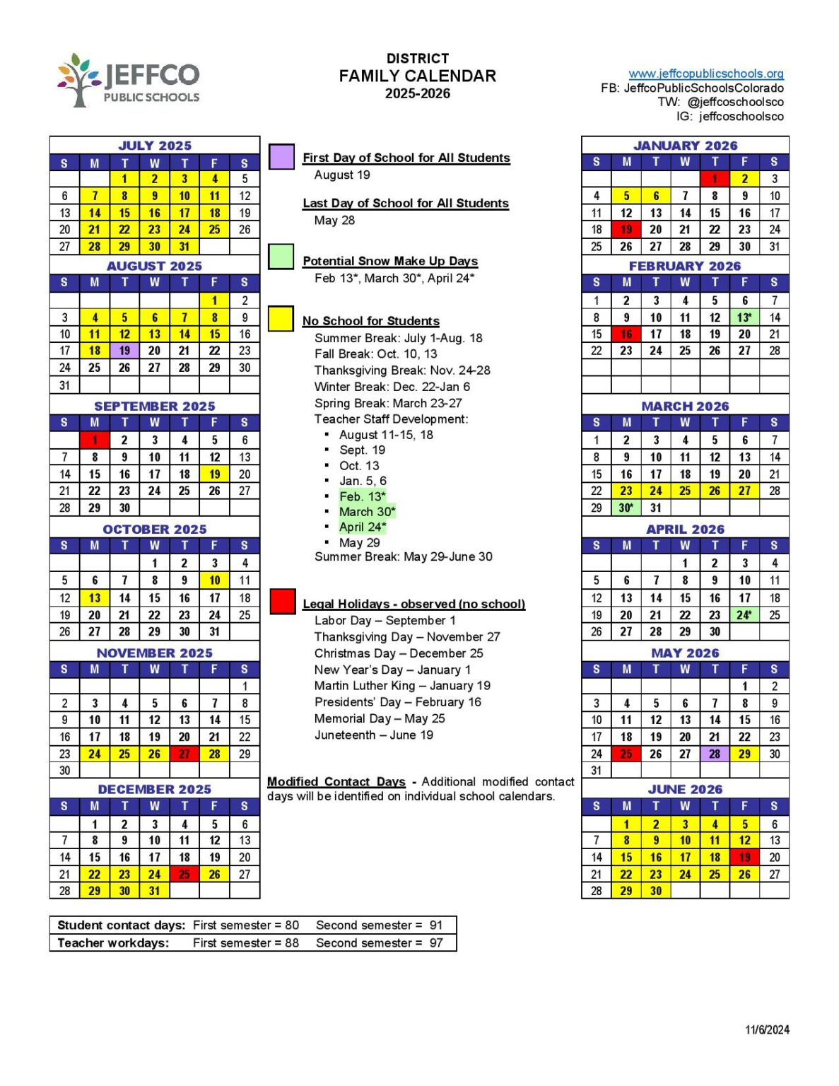 Jeffco Public Schools Calendar 2025 2026 Holidays Jeffco Public Schools Calendar 2025 2026 Holidays