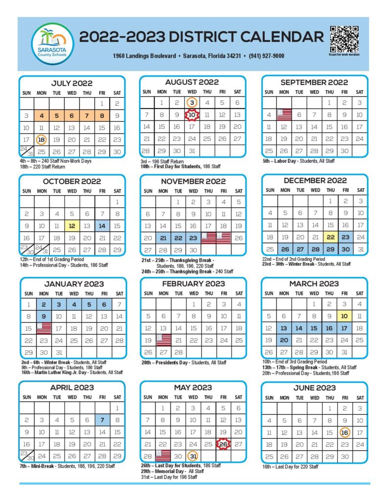 Sarasota County Schools Calendar