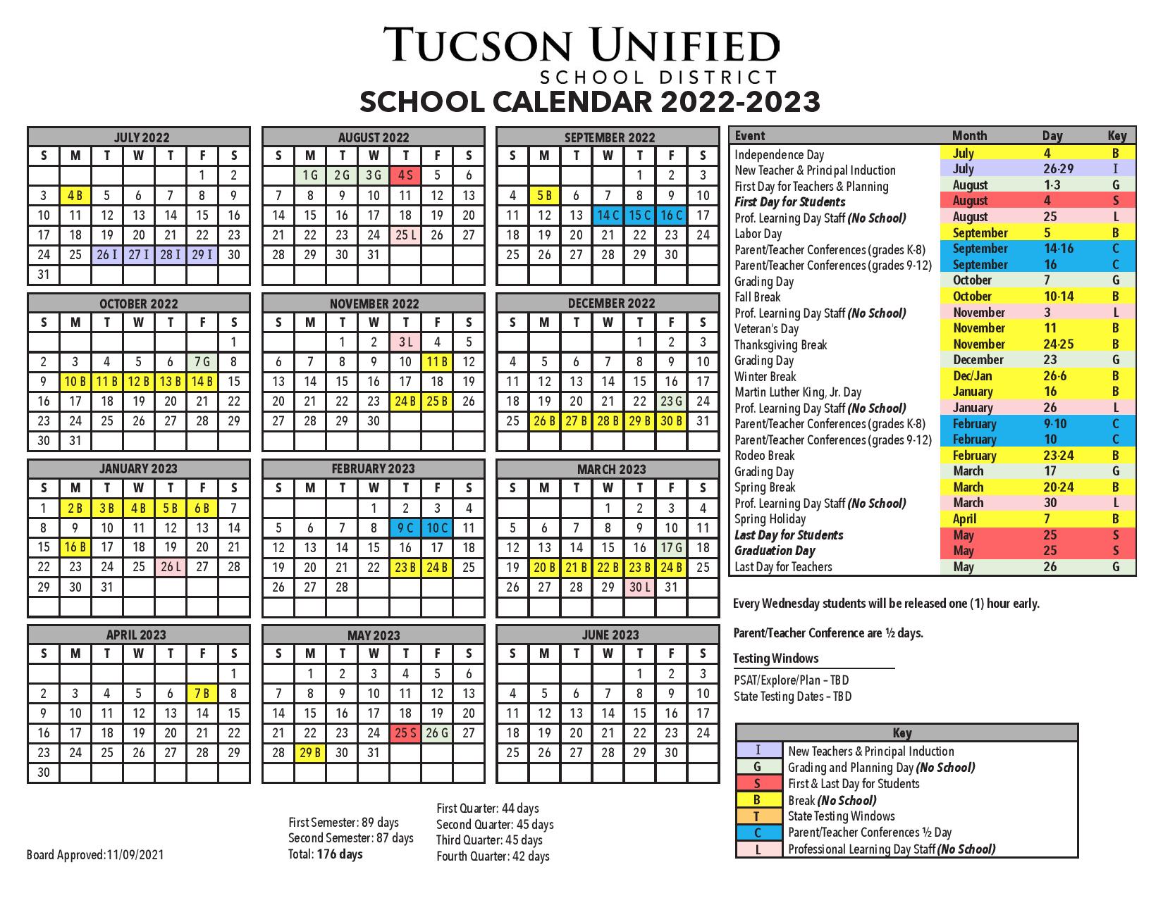 Tucson Unified School District Calendar 20222023