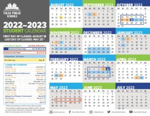 Tulsa Public Schools Calendar 2023 with Holidays