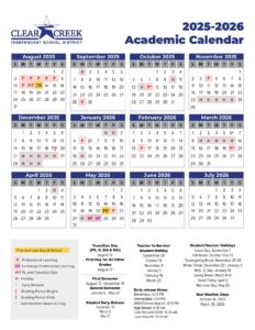 CCISD Calendar 2025 2026 (Clear Creek Independent School District) CCISD Calendar 2025 2026 (Clear Creek Independent School District)