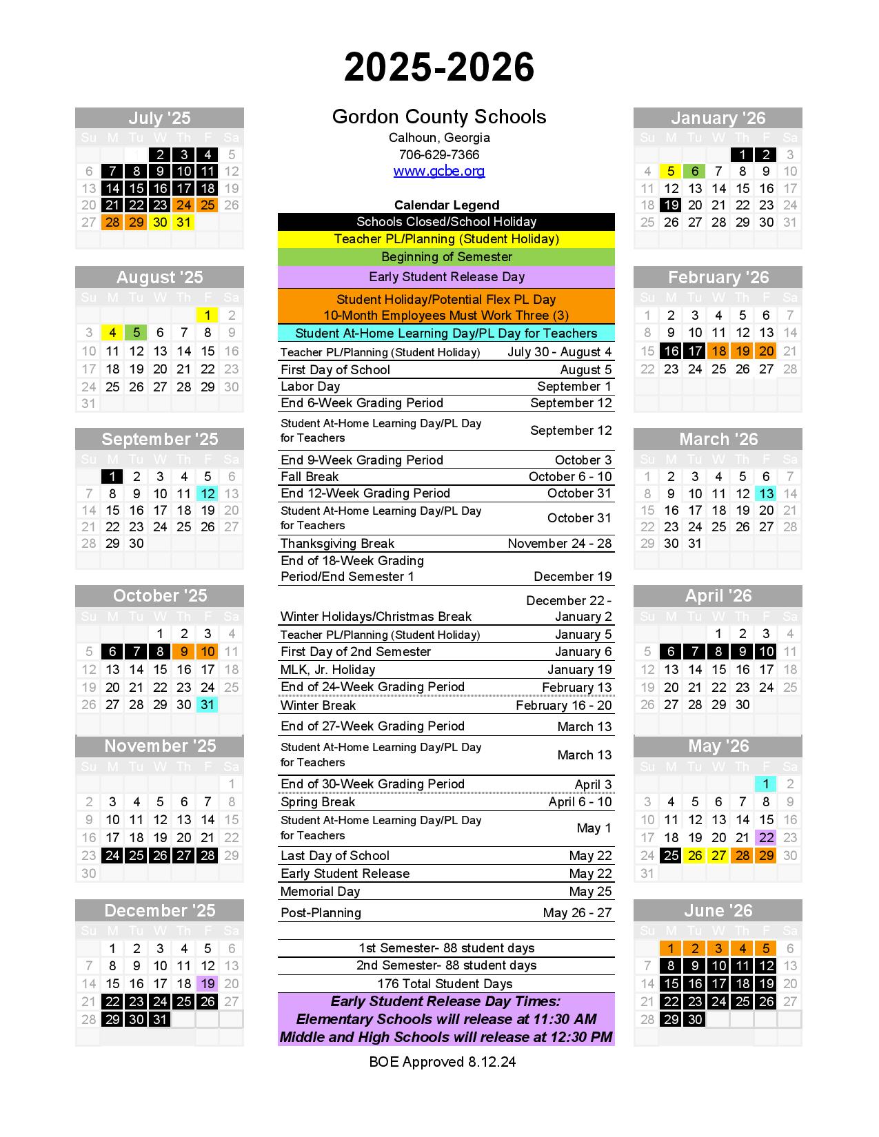 Gordon County Schools Calendar 20252026