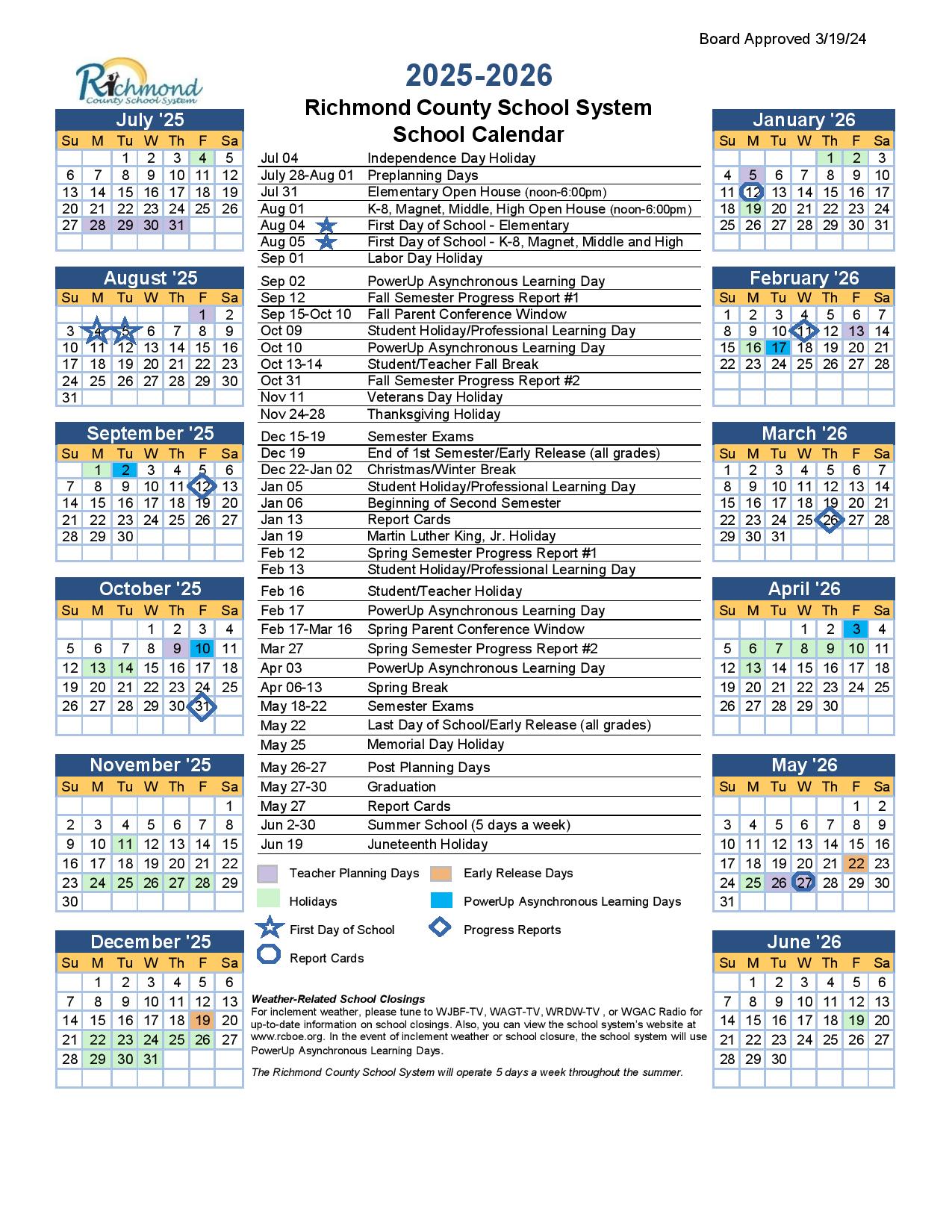 Richmond county schools calendar 2025 2026 school calendar info