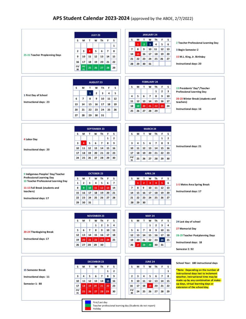 Atlanta Public Schools 2025 2026 Calendar Week Roana Martica