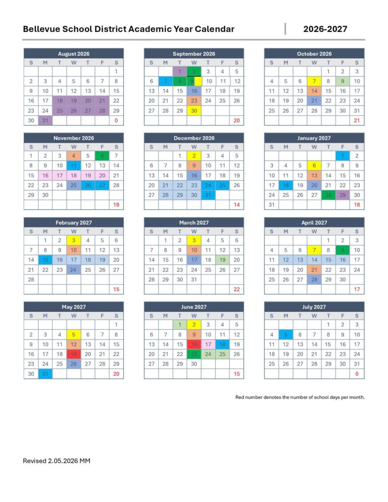 Bellevue School District Calendar 2026-2027