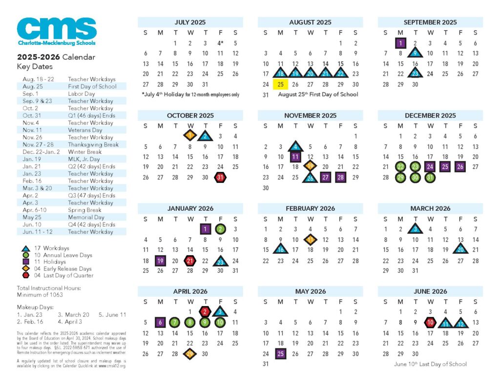 Charlotte-Mecklenburg Schools Calendar 2025