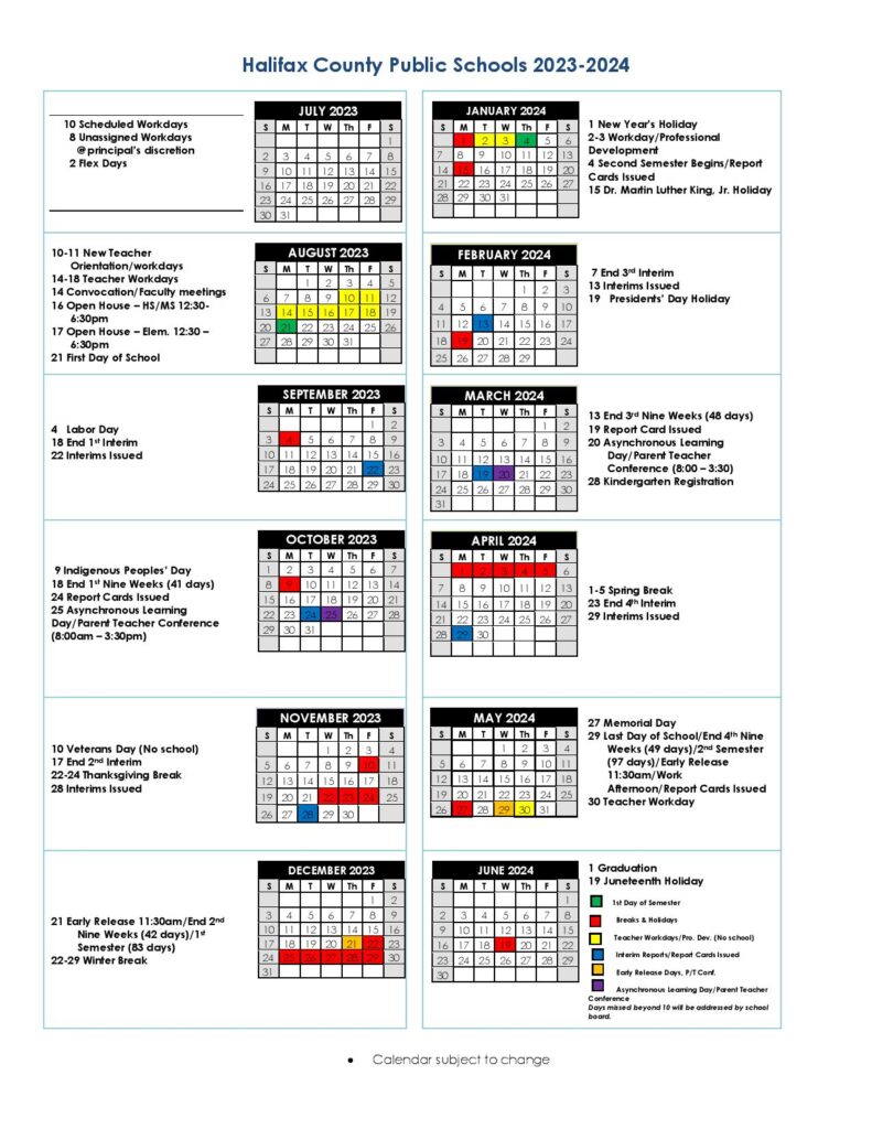 Halifax County Public Schools Calendar