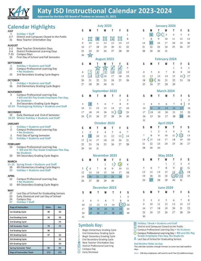 Katy Independent School District Calendar Holidays 20232024