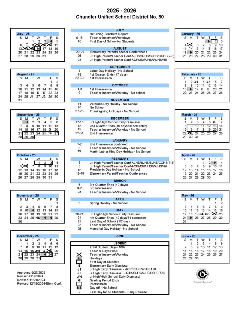 Chandler Unified School District 80 Calendar 2025
