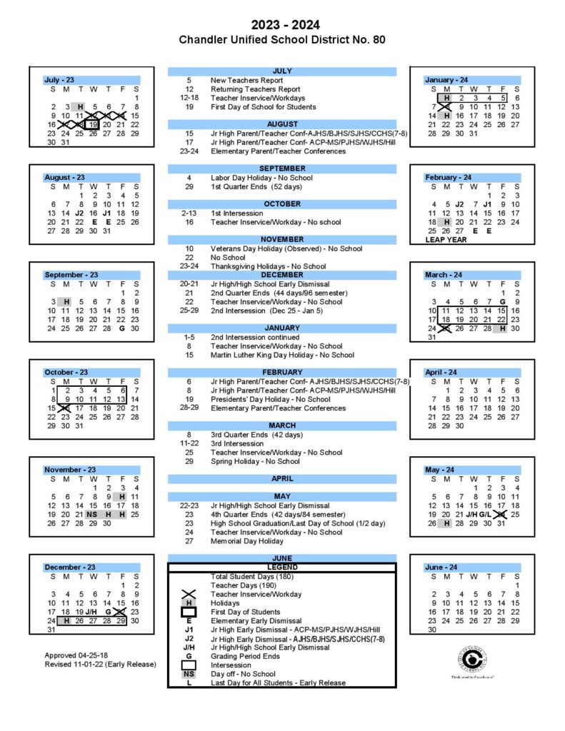 Chandler Unified School District 80 Calendar 20242025