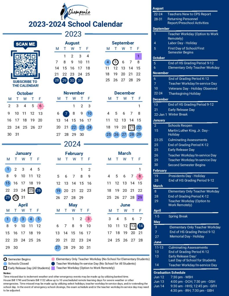 Chesapeake Public Schools Calendar