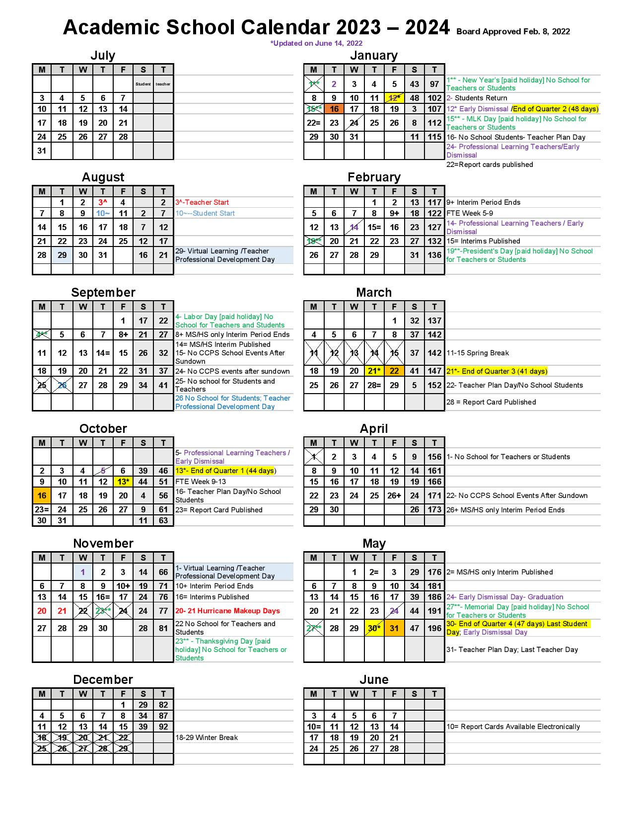Collier County Public Schools Calendar 2023-2024
