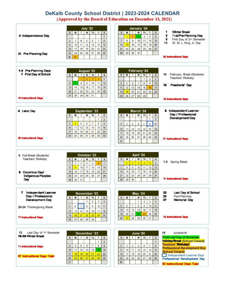 Dekalb County School District Calendar 2025-2025 - December Calendar 2025