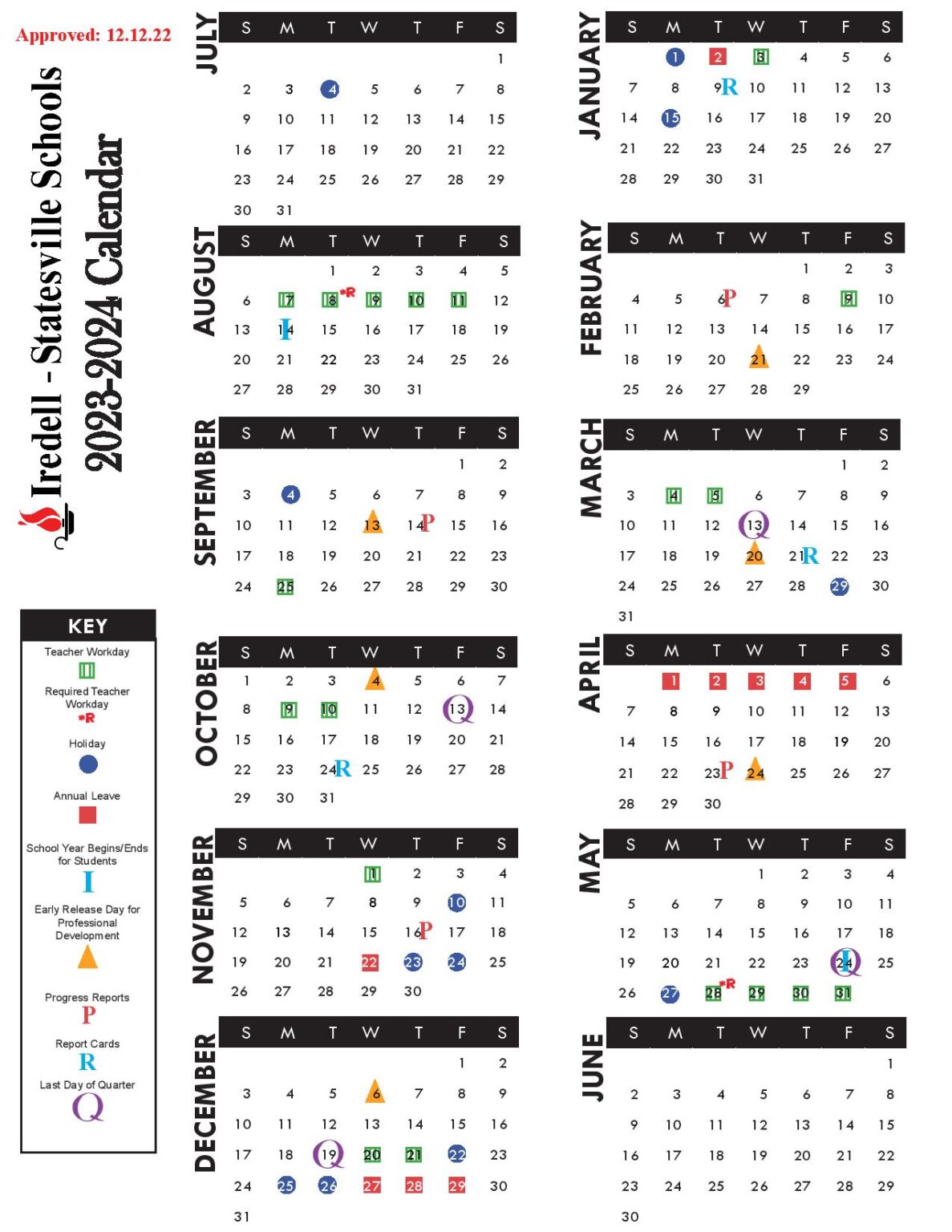 IredellStatesville Schools Calendar 20232024 in PDF