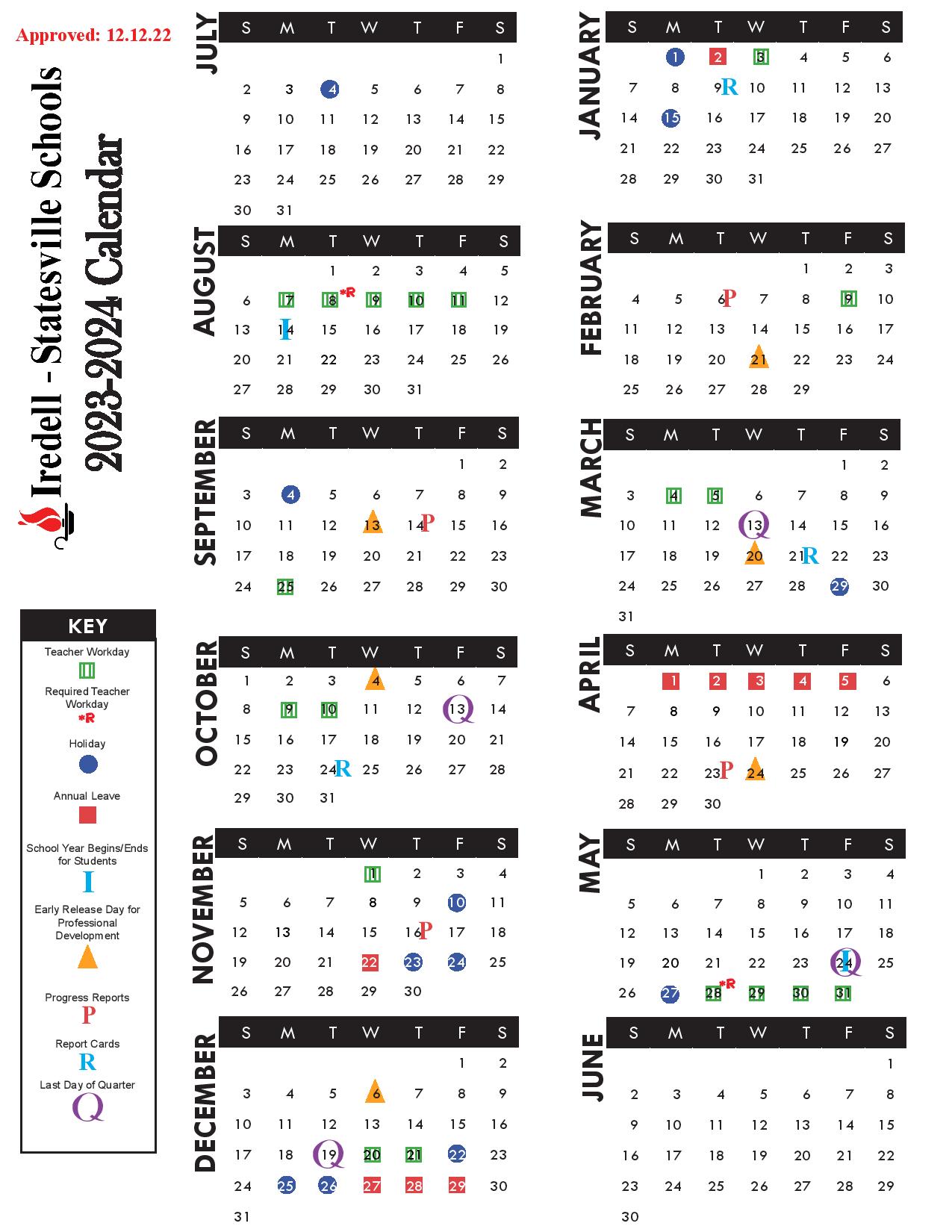Iredell Statesville Schools Calendar 2024 2025 in PDF