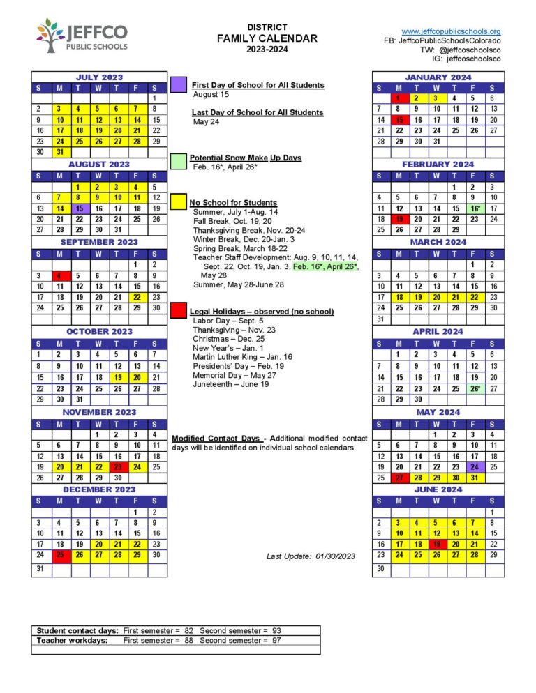 Jeffco Public Schools Calendar 2024-2025 & Holidays