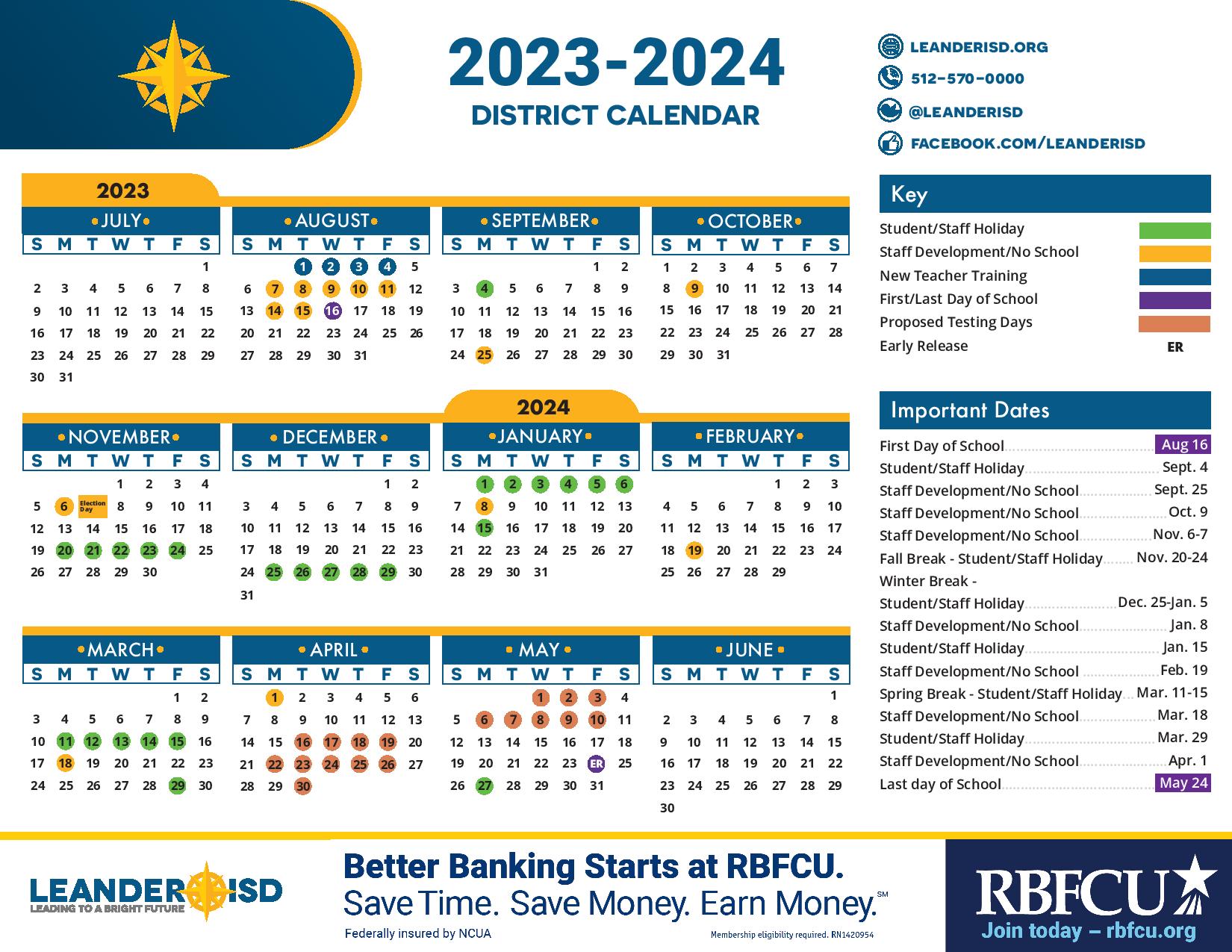 Leander Independent School District Calendar 2024 2025
