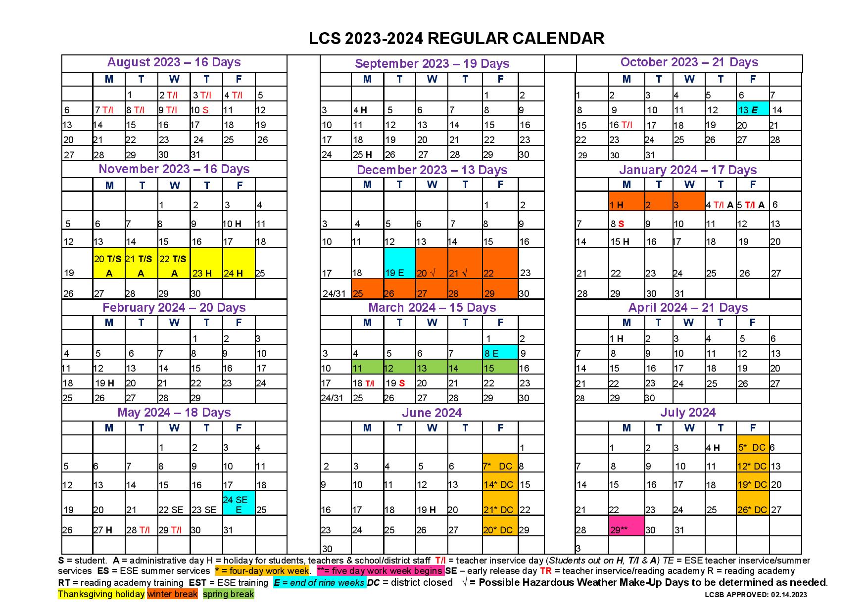 Leon County Schools Calendar Holidays 20232024 PDF