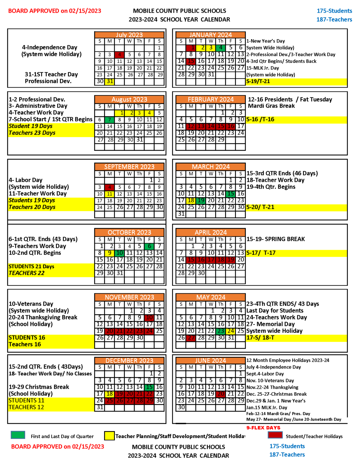 Mobile County Public Schools Calendar 20232024 in PDF