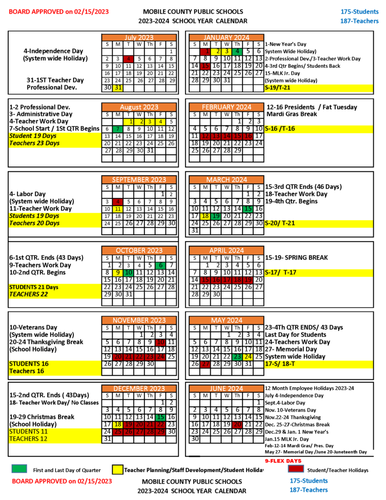 Mobile County Public Schools Calendar