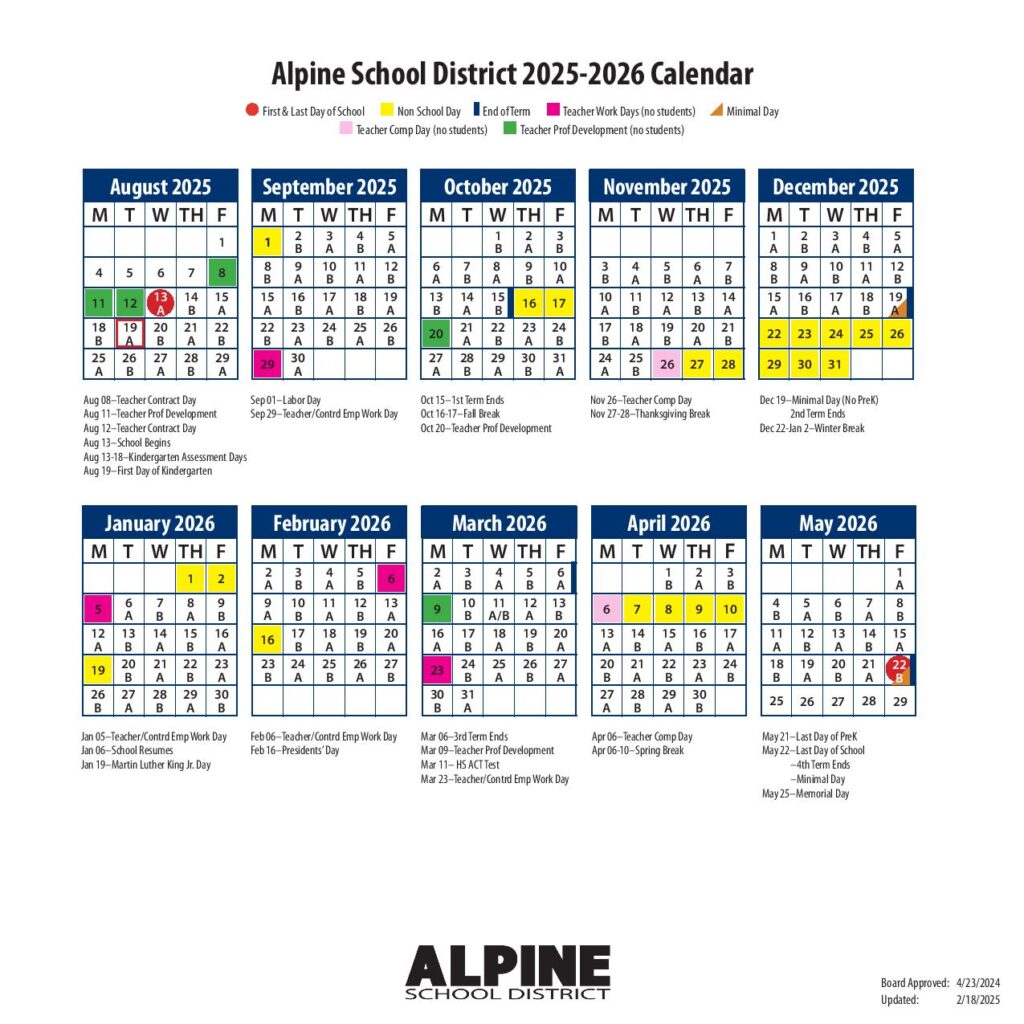 Alpine School District Calendar 2025