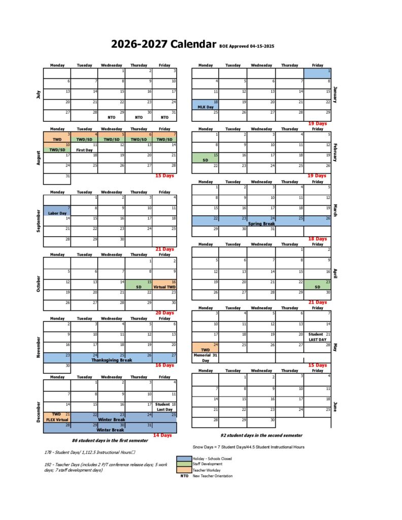 Bentonville Public Schools Calendar 2026-2027