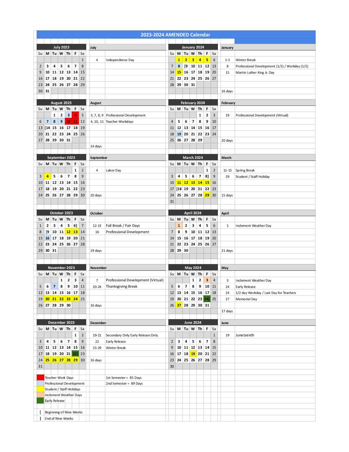 Dallas Independent School District Calendar 2024 PDF