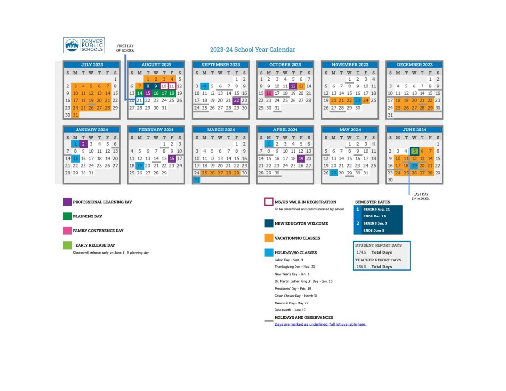Denver Public Schools Calendar Holidays 2023 2024 PDF School Calendar Info
