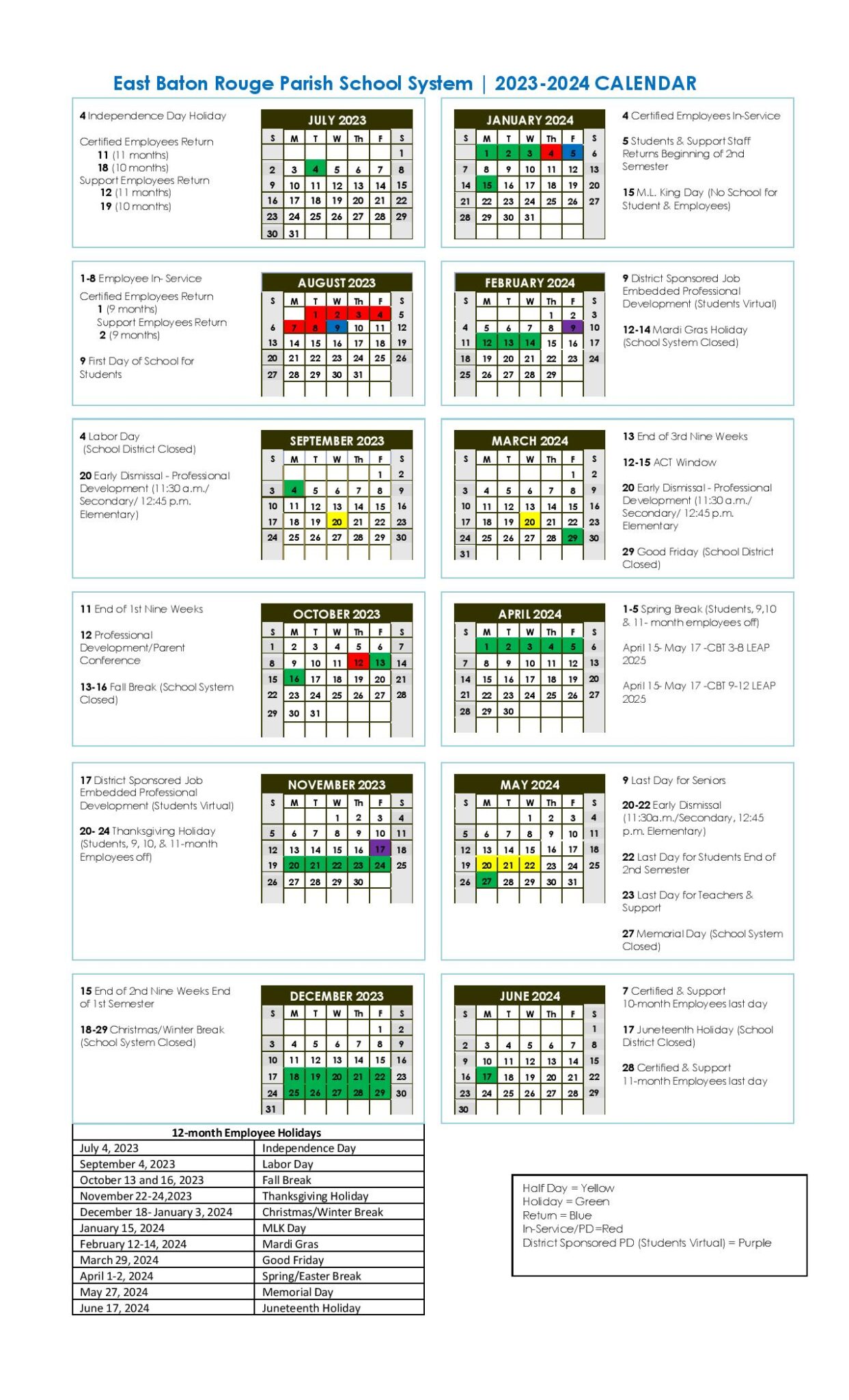 East Baton Rouge Parish Schools Calendar Holidays 2022 2023 East Baton Rouge Parish Schools Calendar Holidays 2022 2023