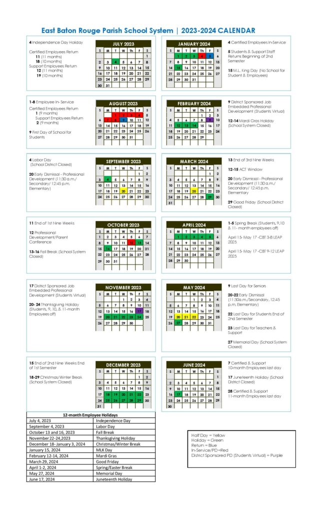 Iberville Parish School Calendar 20242024 Val Cecilla