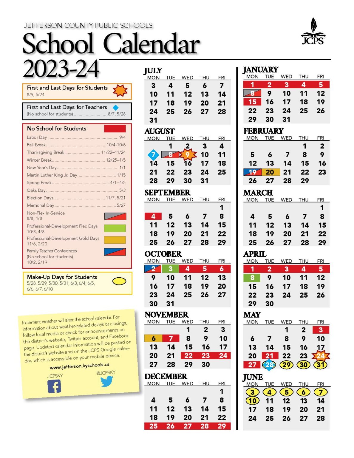 Jcps 20242024 School Calendar Magda Roselle